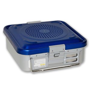 Contenitore per sterilizzazione con 2 filtri e fondo perforato - h 100 mm