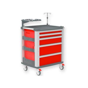 Carrello Medium Kart emergenza a 5 cassetti - rosso