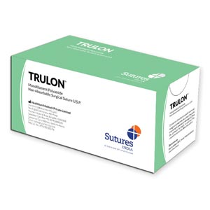 Suture non assorbibili Trulon in nylon ago 3/8 da 16 mm, USP 5/0 - blu