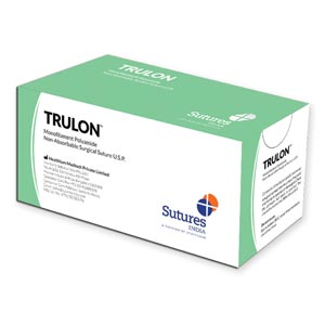 Suturas no absorbibles Trulon de nailon aguja 3/8 de 20 mm, USP 3/0 - azul