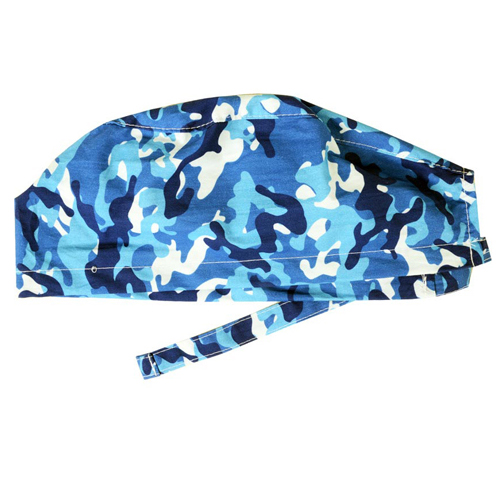 Cappellino chirurgico fantasia militare blu - M