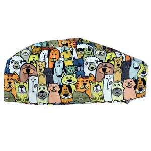 Cappellino chirurgico fantasia cagnolini e gattini - M