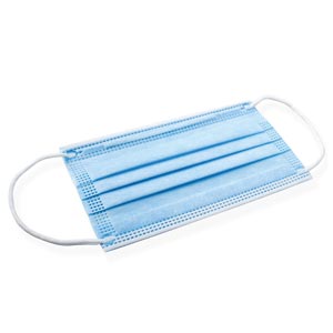 Máscara de 3 camadas filtro 98% com faixas elásticas para adultos - azul claro