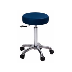 Sgabello altezza regolabile 55-75 cm con sedile imbottito Ø 34 cm e base con ruote - blu scuro