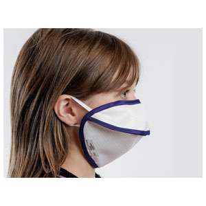 Máscara reutilizável Mycroclean 500 Junior BFE 99,8% para meninos/as - branca/azul