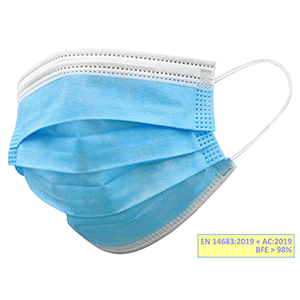 Gisafe mascherina chirurgica filtrante 98% 3 Veli tipo IIR con elastici - adulti