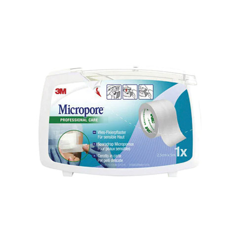 3M™ Micropore™ com dispensador - h 25 mm x 5 m