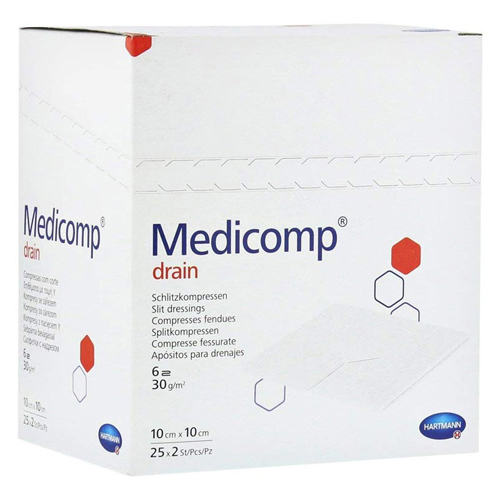 Medicomp Drain Compressa TNT estéril para fixação de cânulas e cateteres