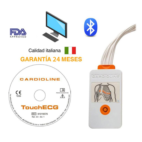 Electrocardiógrafo Cardioline TouchECG HD+ con software - en español - Garantía de 2 años