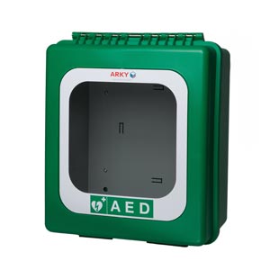 Armadietto per defibrillatore da esterno ARKY con riscaldamento, allarme e sigillo - verticale