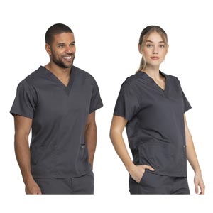 Tunique médicale unisex Genuine Dickies avec décolleté en V – gris XS