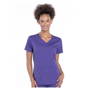 Túnica feminina Cherokee Professional roxa com decote em V - XS