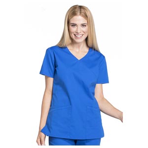 Túnica feminina Cherokee Professional azul royal com decote em V - XS