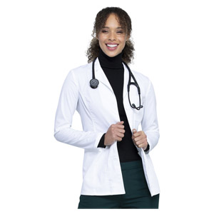 Cherokee Lab Coats Revolutoin Tech bata feminina curta misto de algodão com botões branca - XL