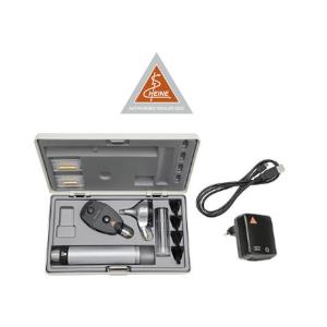 otoscopio Heine BETA 400 e oftalmoscopio BETA 200 LED con manico ricaricabile USB, cavo USB e alimentatore medicale