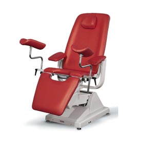 Fauteuil gynécologique Ginex professionnel - avec porte-rouleau - rouge Moscou