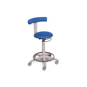 Sgabello Gynex ad altezza regolabile 53 - 66 cm con sedile imbottito e base con ruote e anello - blu Berna
