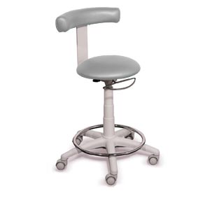 Sgabello Gynex ad altezza regolabile 53 - 66 cm con sedile imbottito e base con ruote e anello - grigio Amburgo