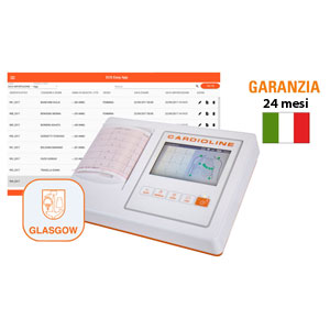 Cardioline ECG100L a 12 derivazioni e 3/6 canali con ECG Easy App e Glasgow