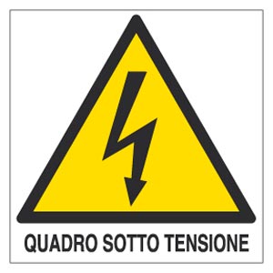 Etichette autoadesive in PVC con dicitura "Quadro Sotto Tensione"