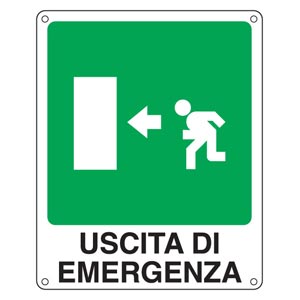 Cartello EasyFix in alluminio "Uscita di Emergenza a Sinistra"