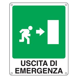 Cartello EasyFix in alluminio "Uscita di Emergenza a Destra"