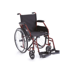 Sedia a rotelle Start rossa ad autospinta con singola crociera - seduta 45 cm