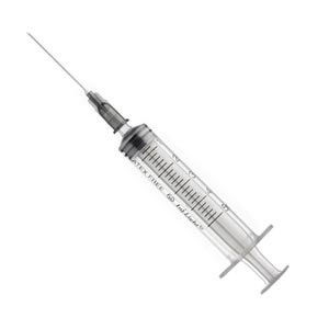 Seringa INJ-LIGHT latex free de 3 peças de 10 ml cone luer conc. com agulha montada 22  ×1 1/4” - 0,7 × 32 mm