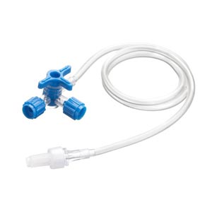 Torneira 3 vias resistente a lipídios com extensão de PVC de 25 cm