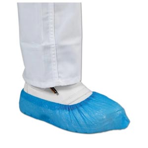 Couvre-chaussures à usage unique en CPE, couleur bleu ciel
