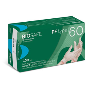 BIOSAFE PF TYPE 60 Guanti in lattice bianco, senza polvere - M