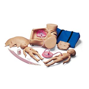 Simulador de parto con feto masculino y feminino