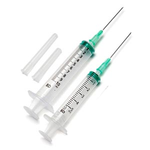 Seringas BD Emerald™ 10 ml com agulha montada, cone Luer concêntrico 21G × 1 ½” - 0,8 × 40 mm - verde