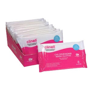 Clinell Wash Cloths (2% CHG) - 8 toallitas