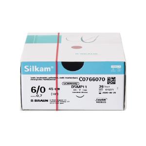 Silkam suturas no absorbibles de seda, aguja 3/8 de 19 mm, USP 4/0 - hebra negra de 45 cm