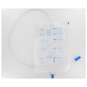 Sacca urine con valvola e rubinetto da 2000 cc, tubo 130 cm - 200 pezzi