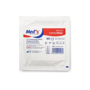 MED'S Farmatexa compresse garza cotone sterili - 10 × 10 cm - busta da 25 compresse
