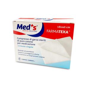 MED'S Farmatexa compresse garza cotone sterili - 18 × 40 cm - 12 buste da 1 compressa