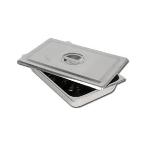 Vassoio con coperchio in inox con angoli rotondi - 223 × 126 × 45 mm