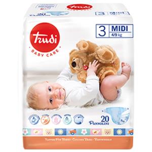 Trudi Baby Care Pannolini con adesivi - Taglia 3 Midi 4/9 kg
